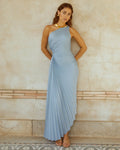 Delfina - Satin Ein-Schulter Plissiertes Abendkleid